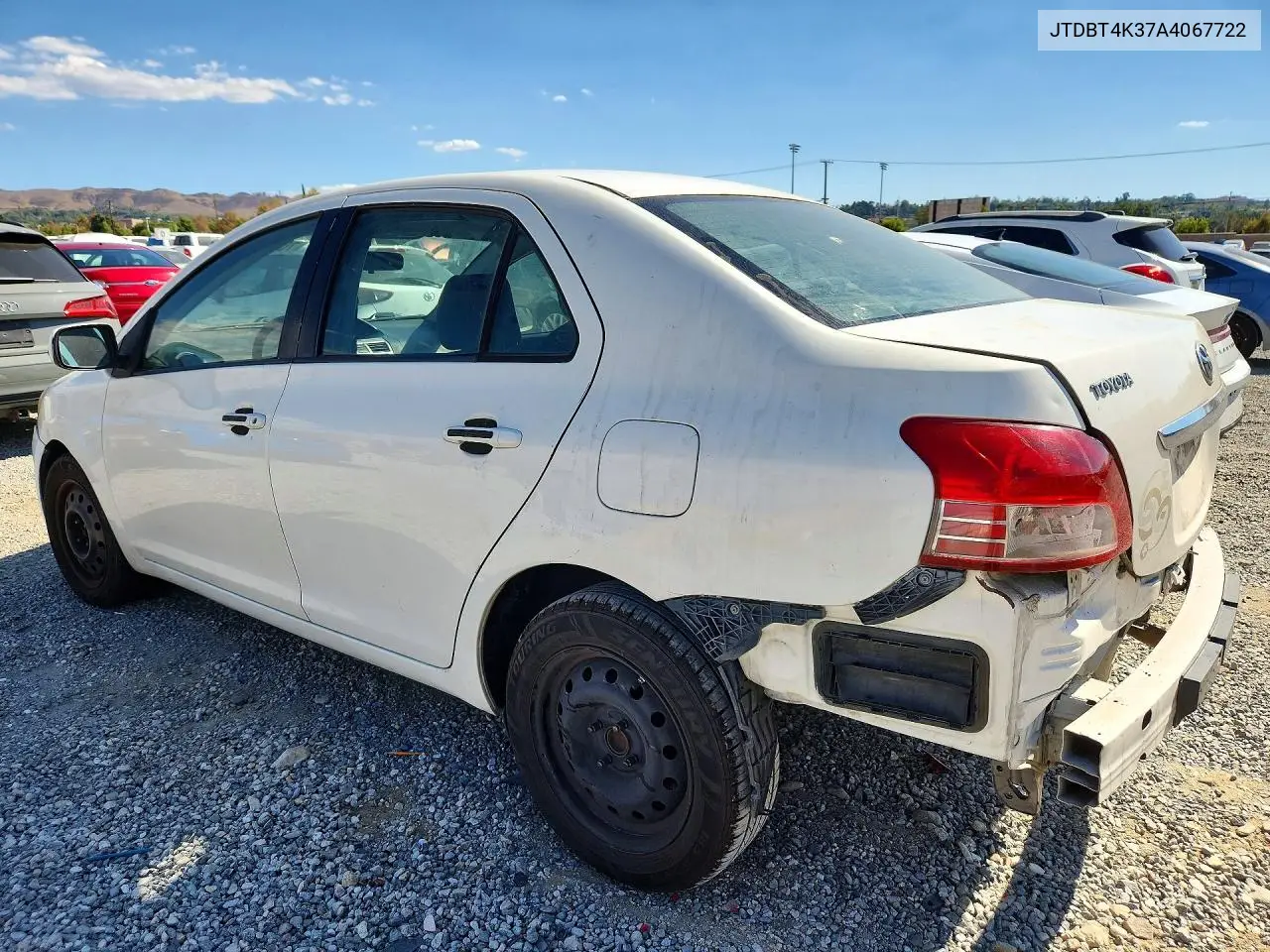 2010 TOYOTA YARIS VIN JTDBT4K37A4067722 — фото 2