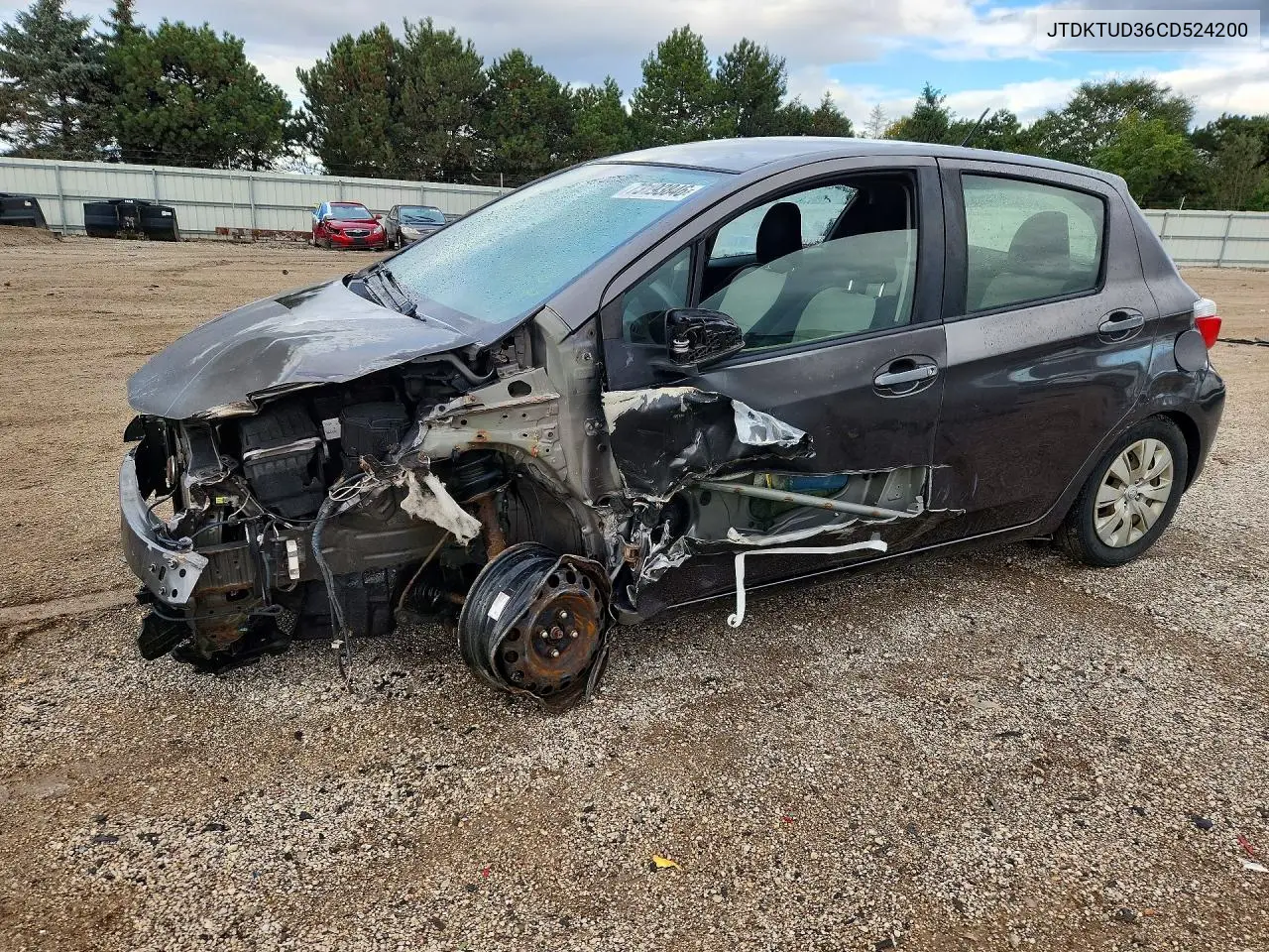 TOYOTA YARIS 2012, VIN JTDKTUD36CD524200