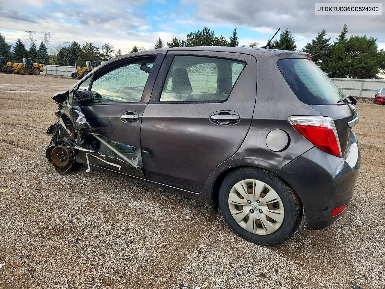 2012 TOYOTA YARIS VIN JTDKTUD36CD524200 — фото 2