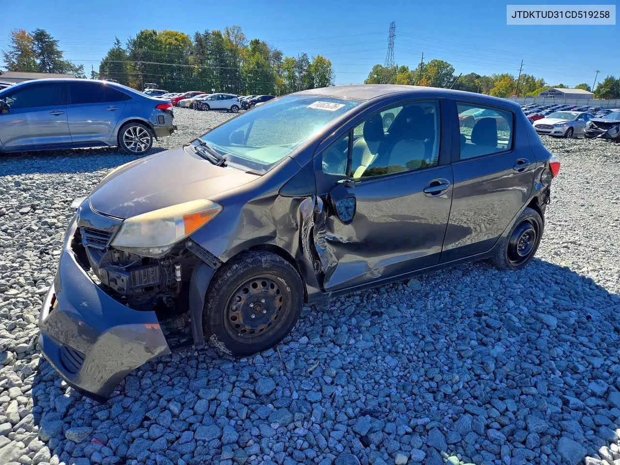 TOYOTA YARIS 2012, VIN JTDKTUD31CD519258