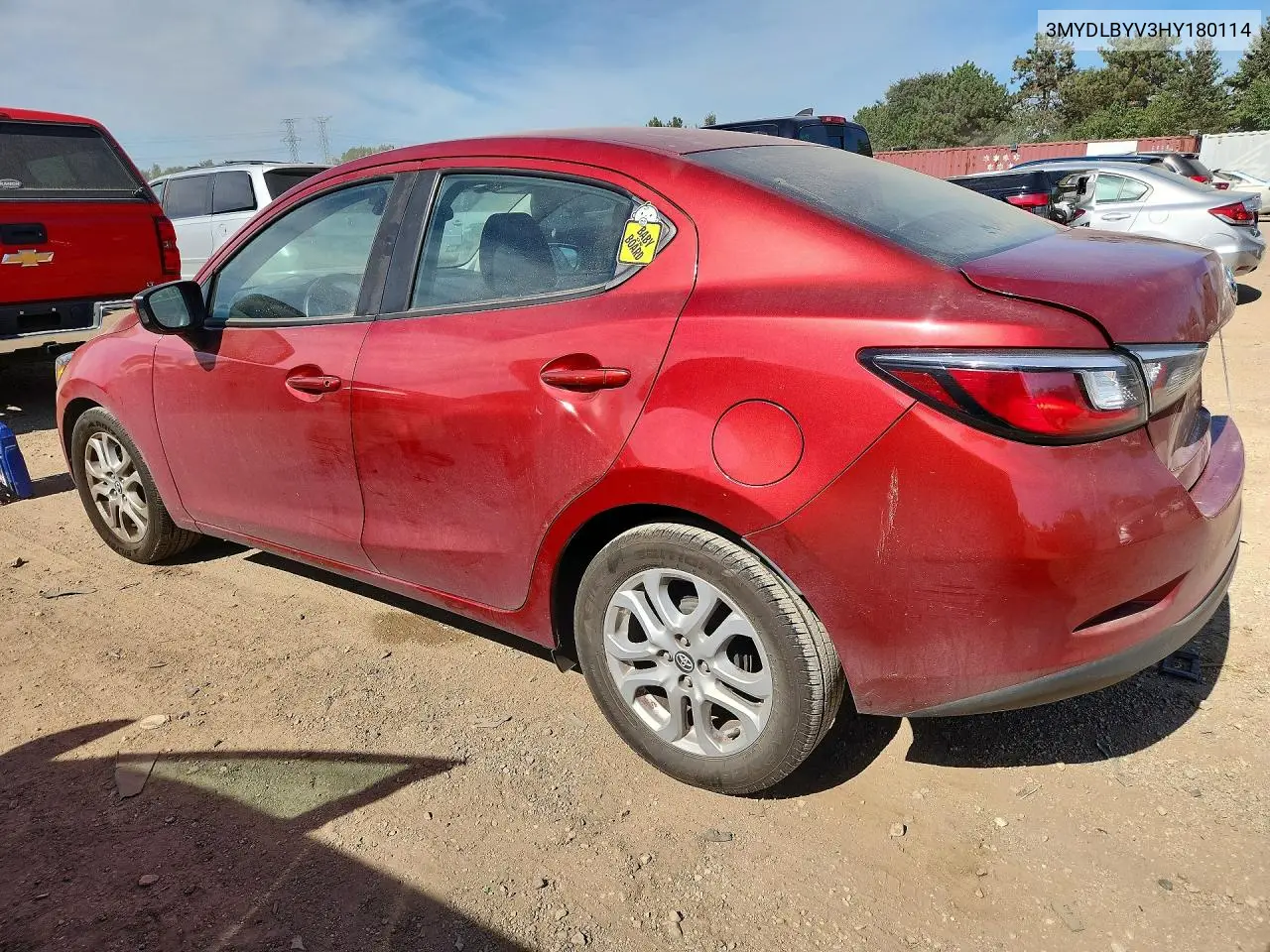 2017 TOYOTA YARIS VIN 3MYDLBYV3HY180114 — фото 2