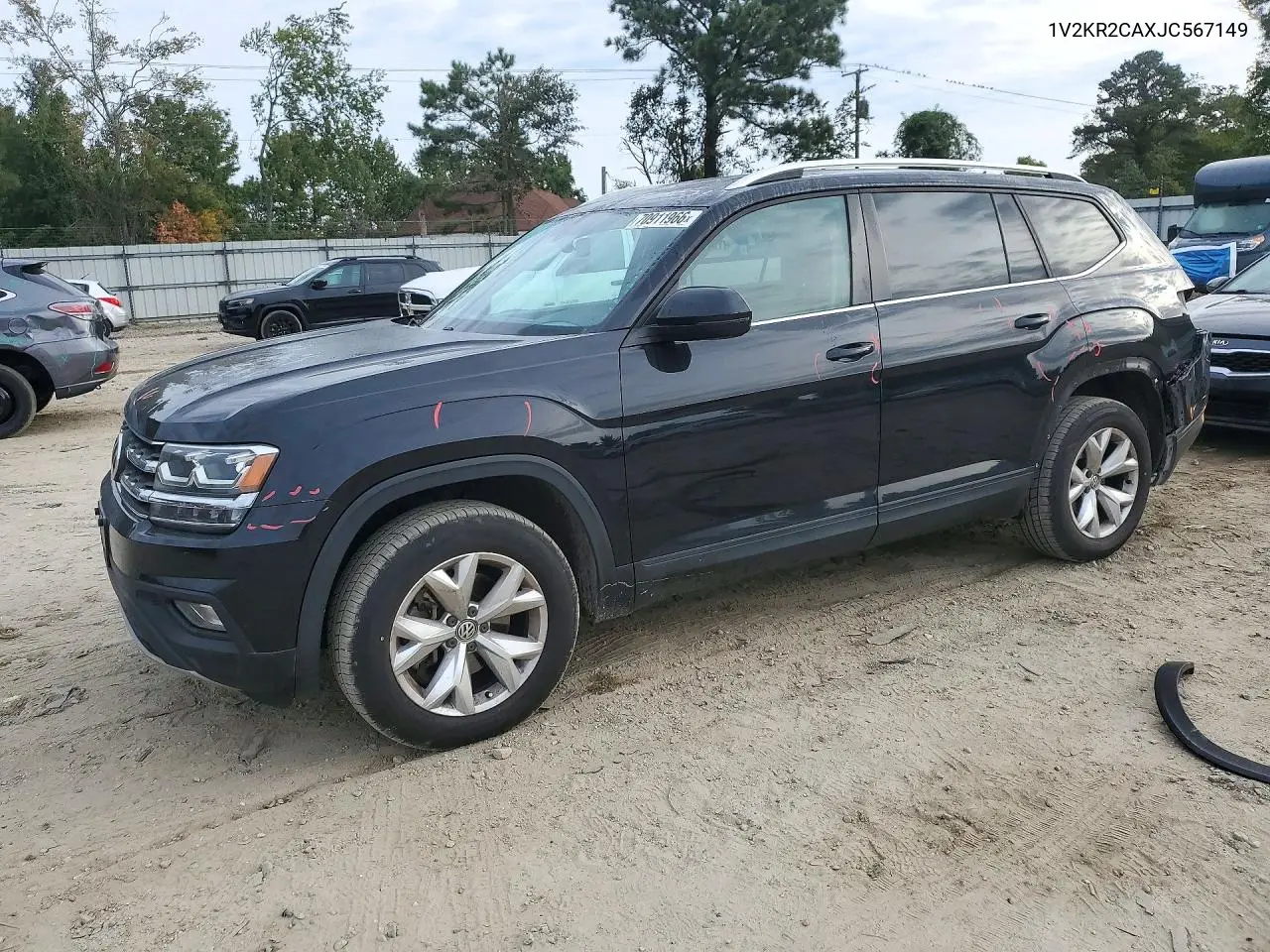 VOLKSWAGEN ATLAS 2018, VIN 1V2KR2CAXJC567149