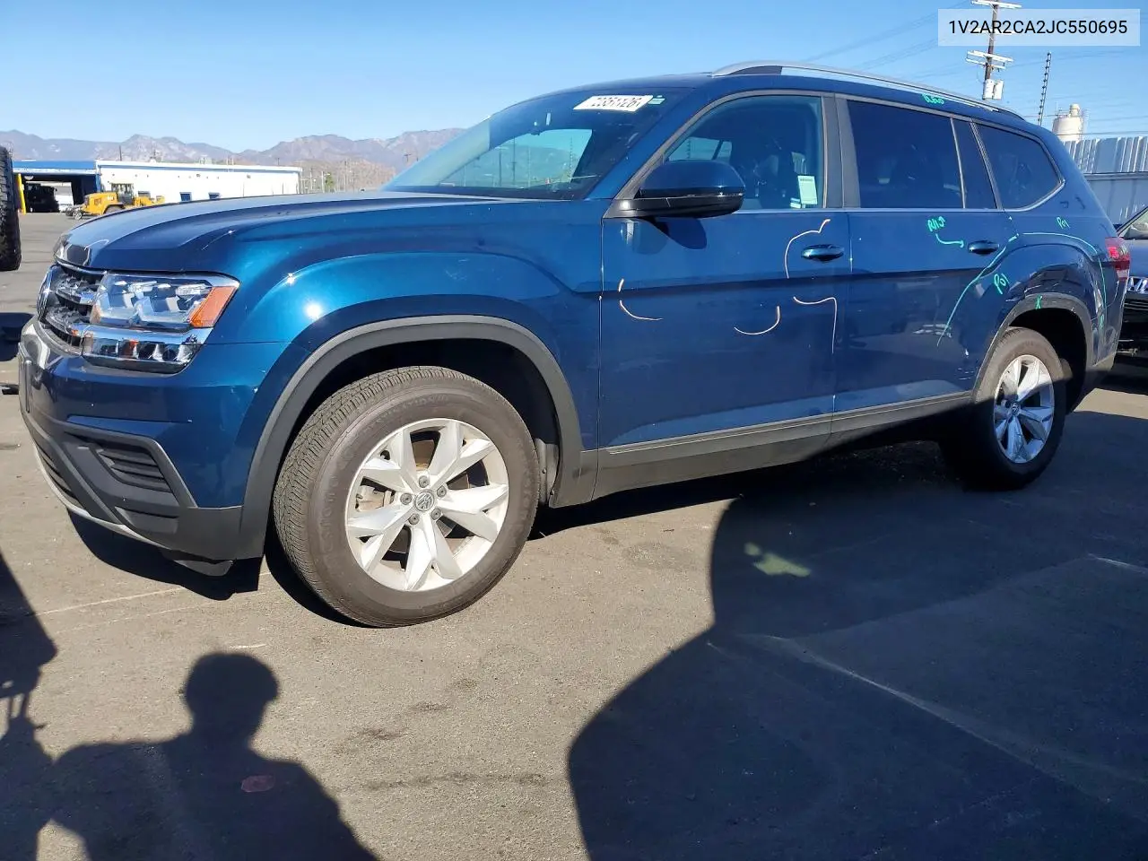 VOLKSWAGEN ATLAS 2018, VIN 1V2AR2CA2JC550695