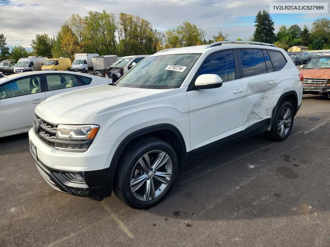 VOLKSWAGEN ATLAS 2018, VIN 1V2LR2CA2JC527989