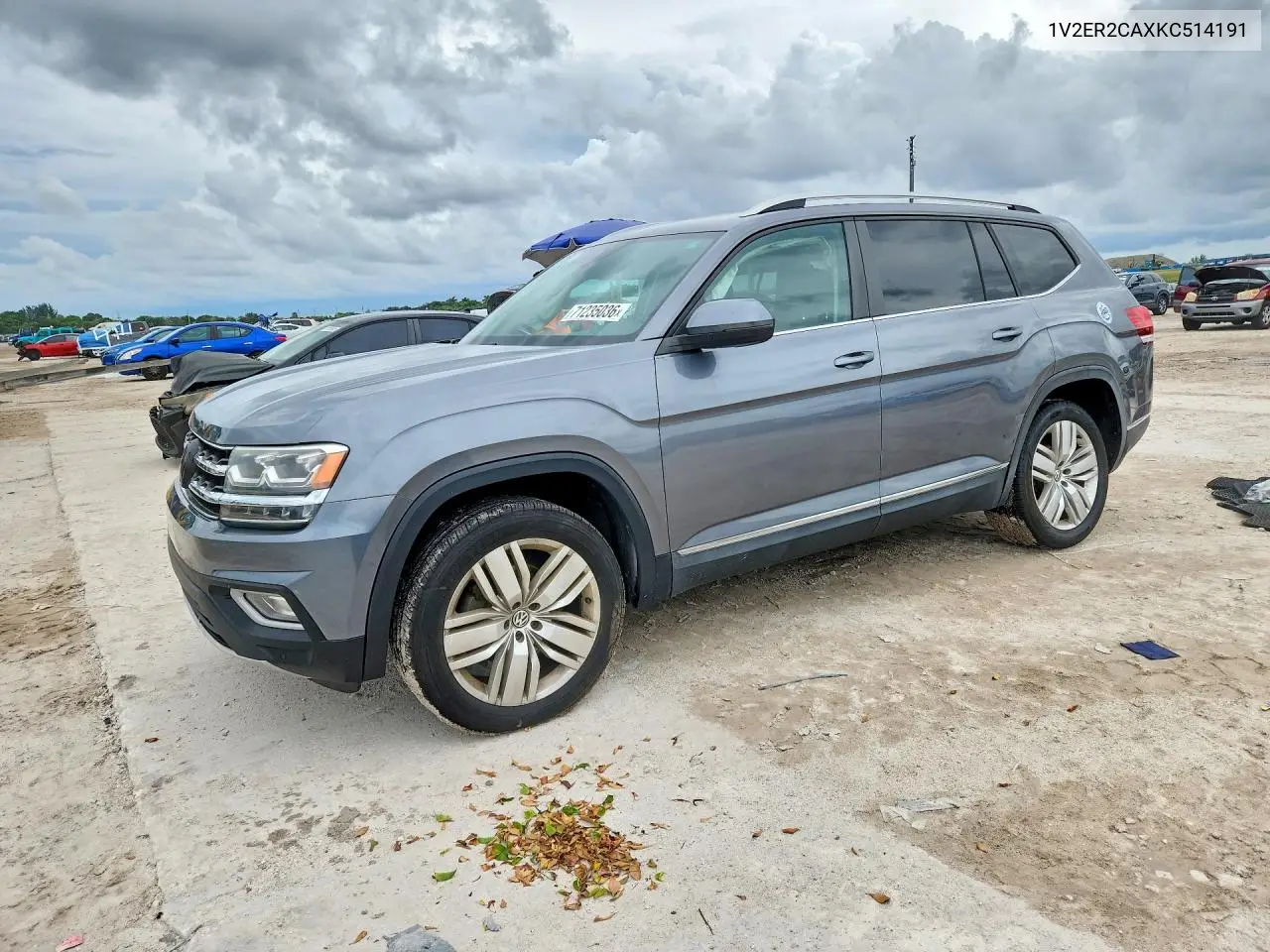 VOLKSWAGEN ATLAS 2019, VIN 1V2ER2CAXKC514191