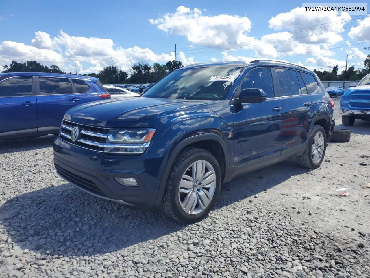 VOLKSWAGEN ATLAS 2019, VIN 1V2WR2CA1KC552994