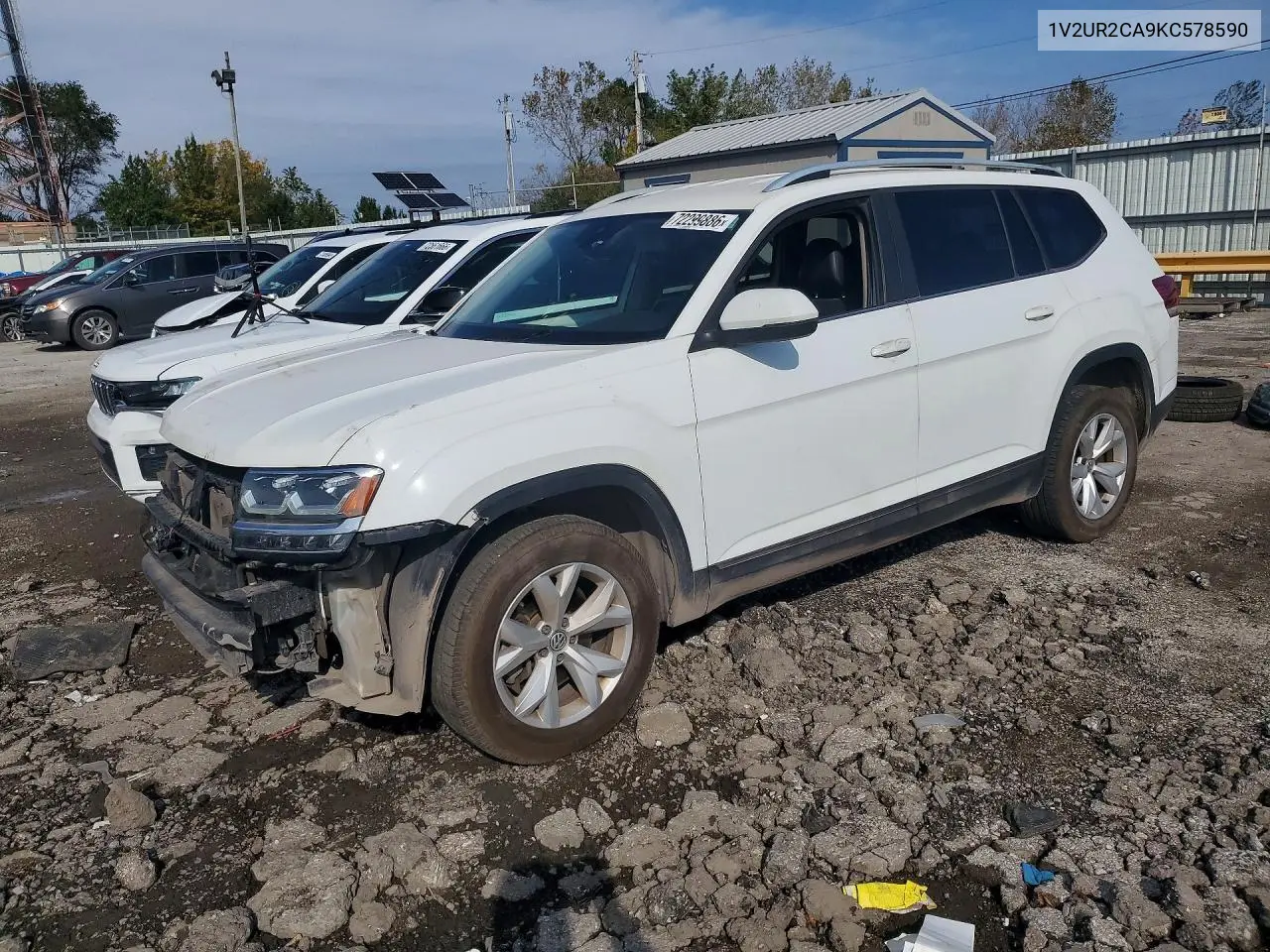 VOLKSWAGEN ATLAS 2019, VIN 1V2UR2CA9KC578590