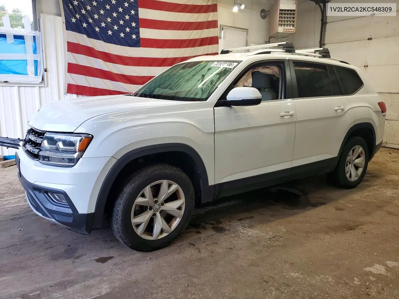 VOLKSWAGEN ATLAS 2019, VIN 1V2LR2CA2KC548309