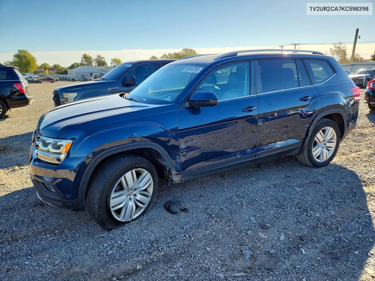 VOLKSWAGEN ATLAS 2019, VIN 1V2UR2CA7KC598398