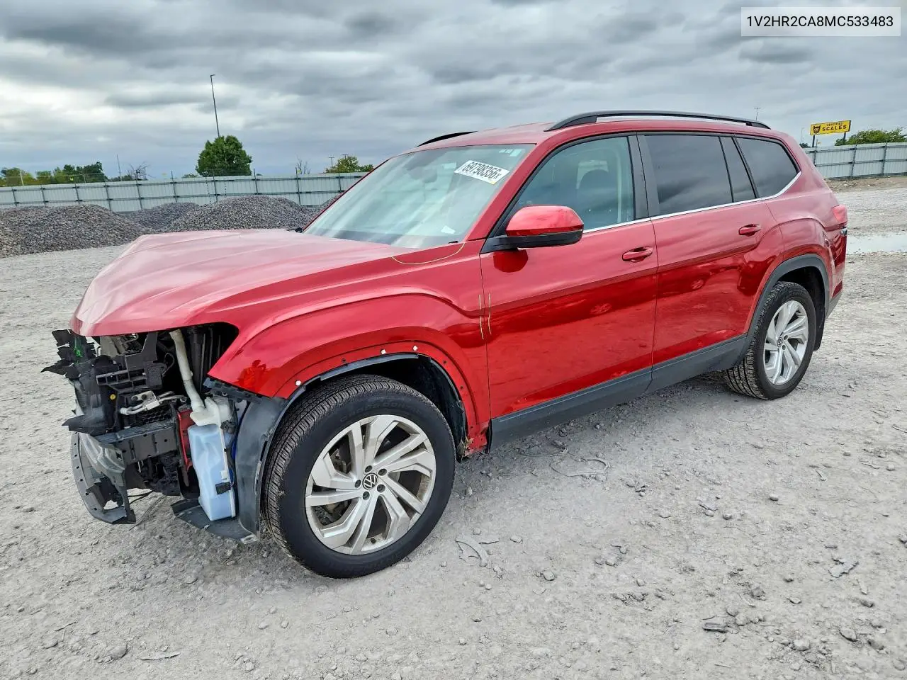 VOLKSWAGEN ATLAS 2021, VIN 1V2HR2CA8MC533483