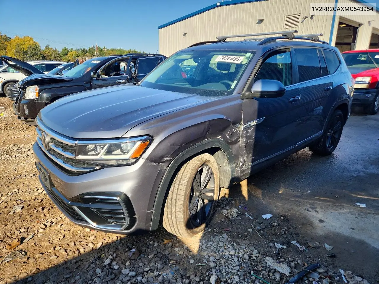 VOLKSWAGEN ATLAS 2021, VIN 1V2RR2CAXMC543954