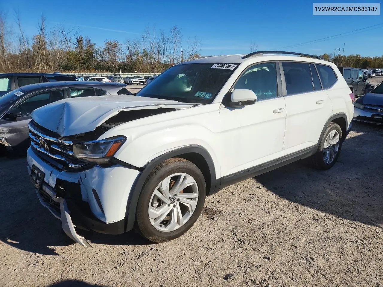 VOLKSWAGEN ATLAS 2021, VIN 1V2WR2CA2MC583187