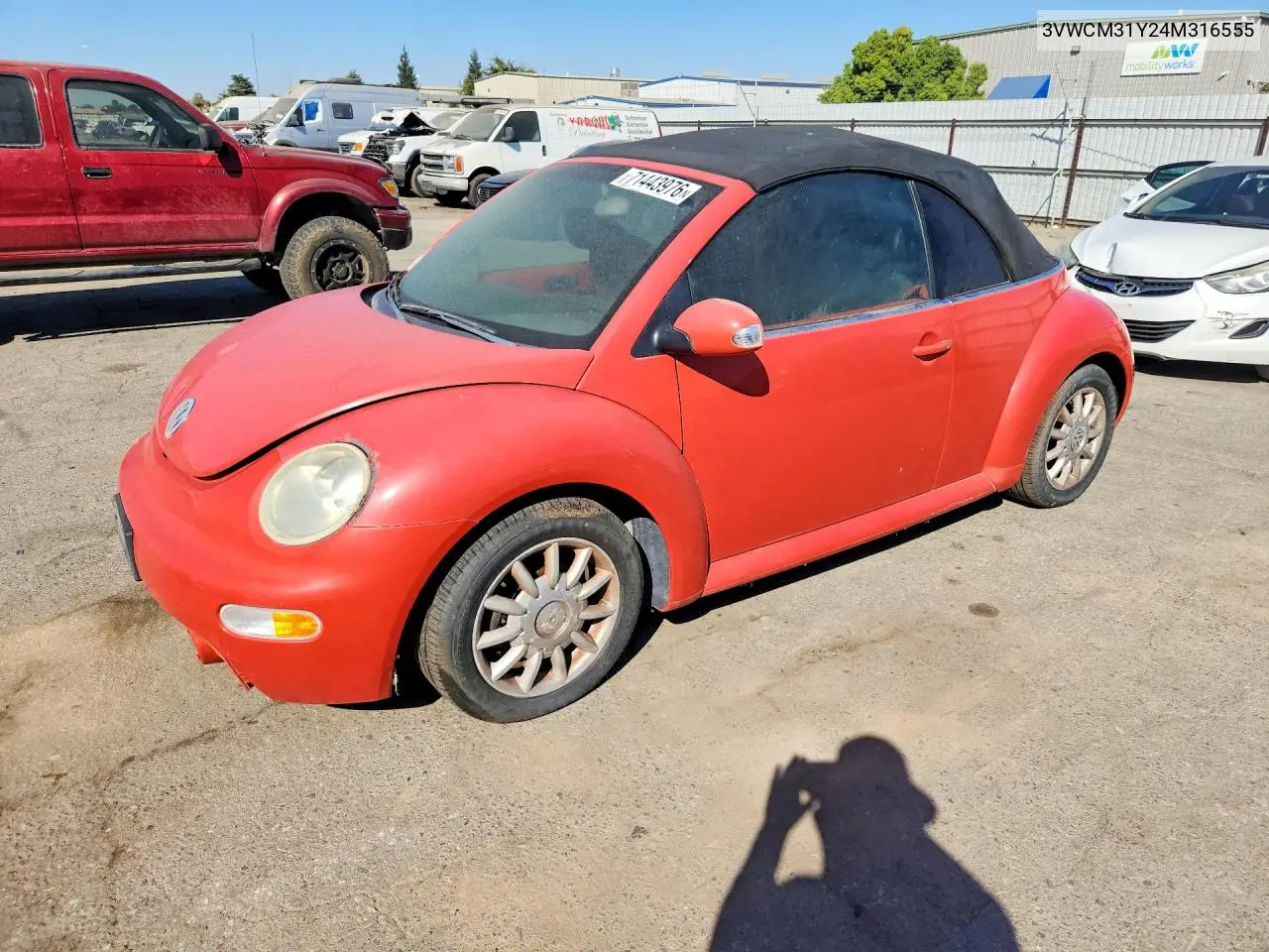 VOLKSWAGEN BEETLE 2004, VIN 3VWCM31Y24M316555