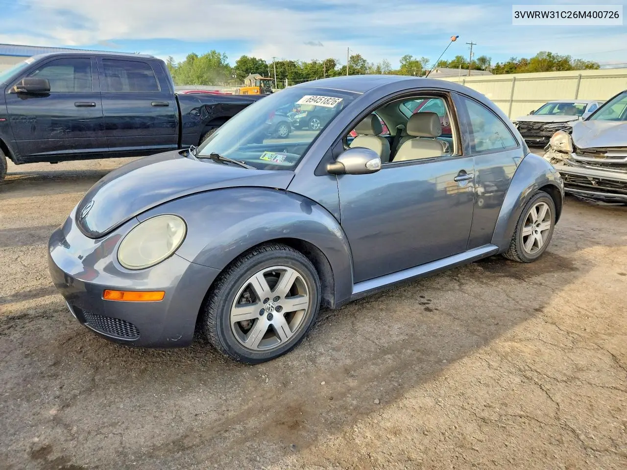 VOLKSWAGEN BEETLE 2006, VIN 3VWRW31C26M400726