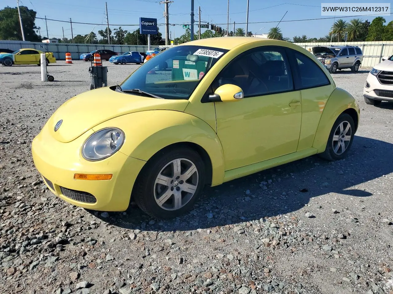 VOLKSWAGEN BEETLE 2006, VIN 3VWPW31C26M412317