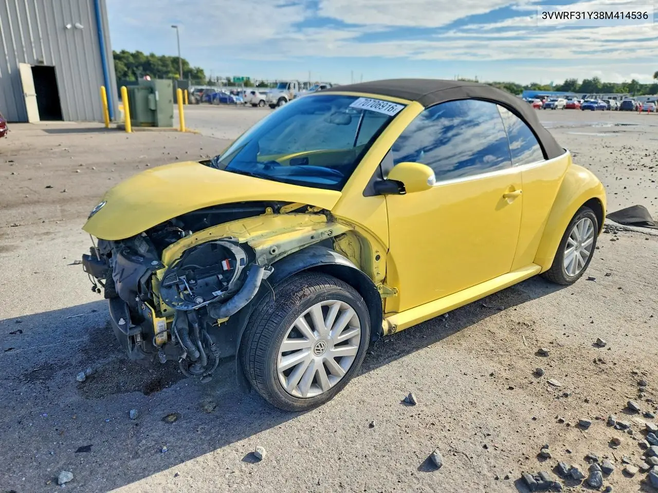 VOLKSWAGEN BEETLE 2008, VIN 3VWRF31Y38M414536