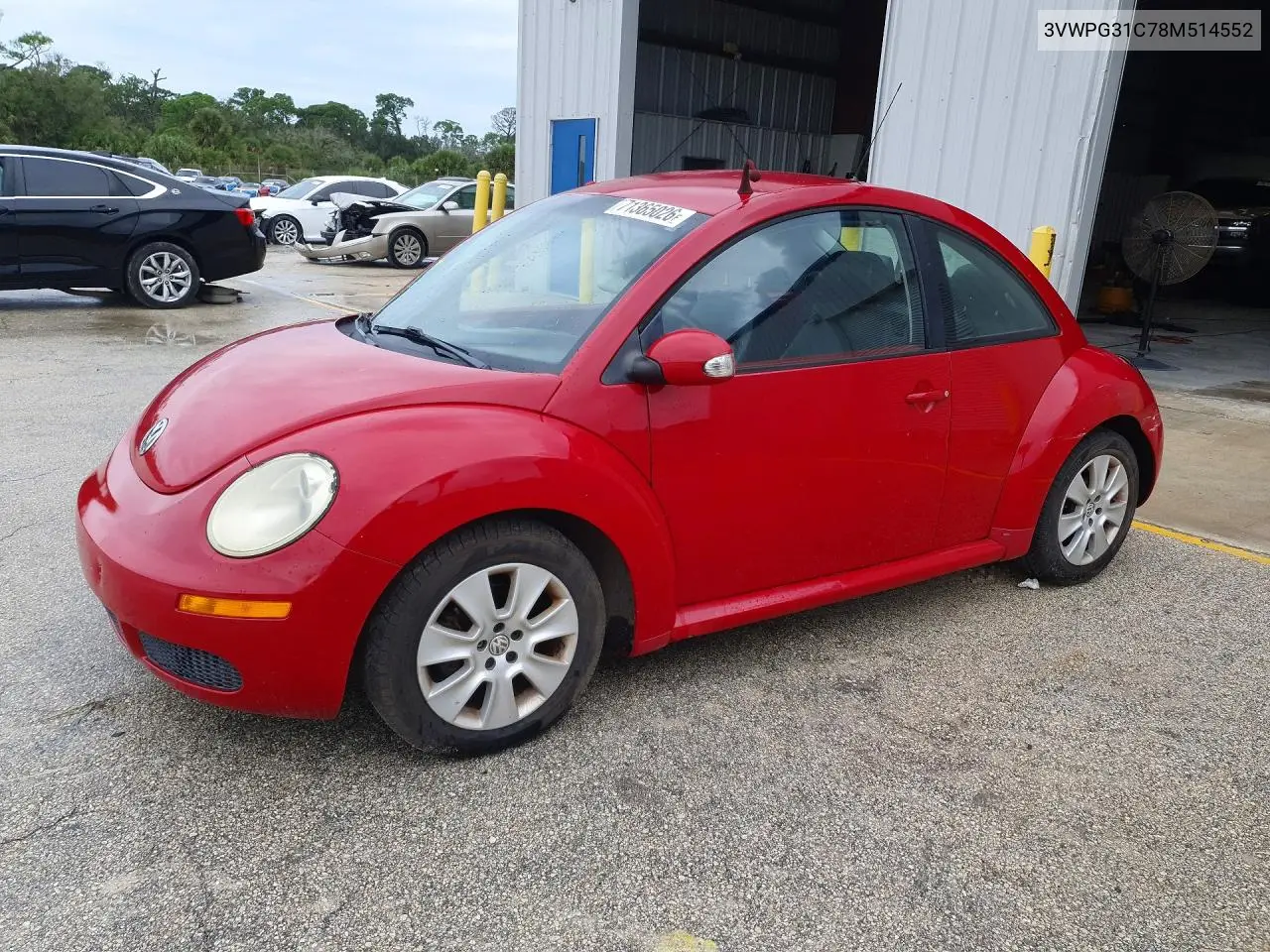 VOLKSWAGEN BEETLE 2008, VIN 3VWPG31C78M514552
