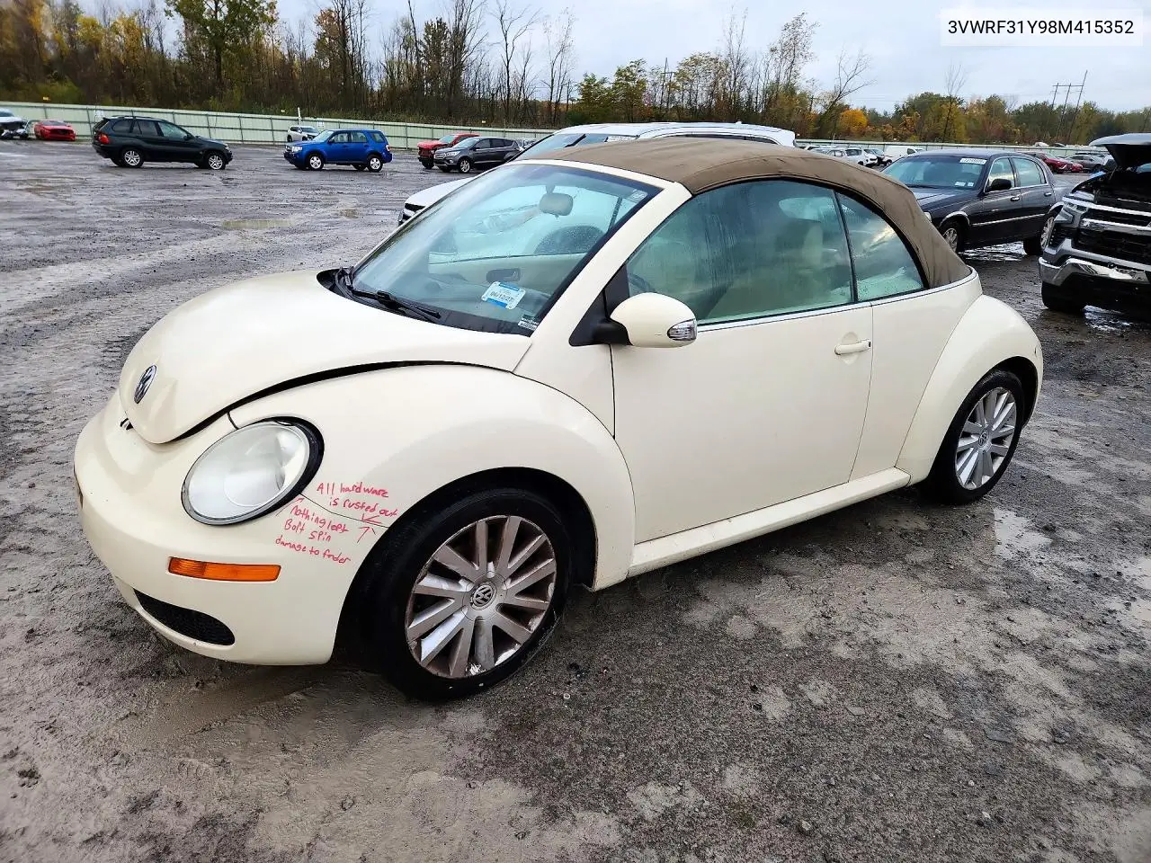 VOLKSWAGEN BEETLE 2008, VIN 3VWRF31Y98M415352