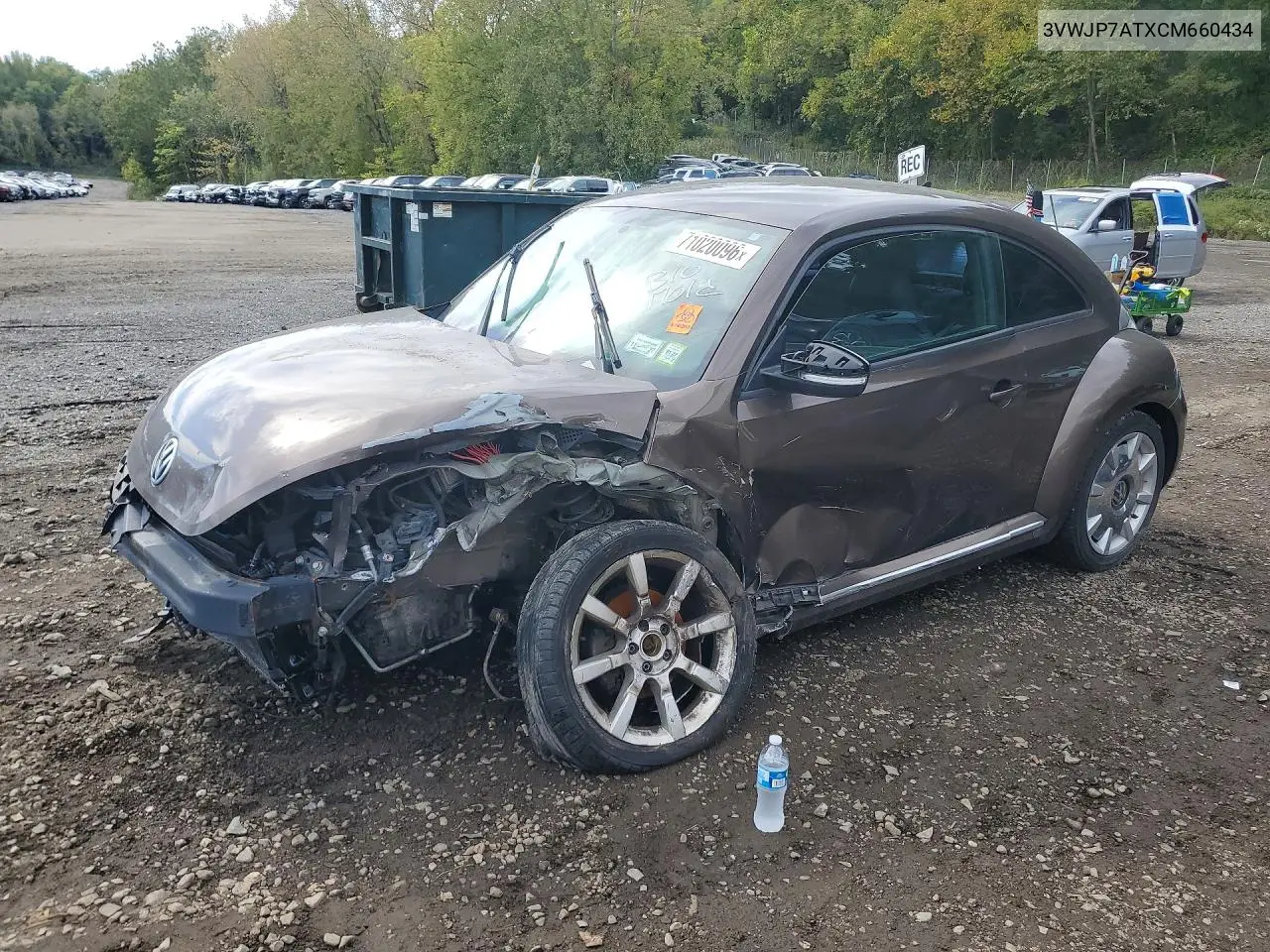 VOLKSWAGEN BEETLE 2012, VIN 3VWJP7ATXCM660434