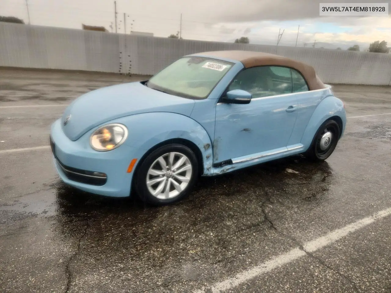 VOLKSWAGEN BEETLE 2014, VIN 3VW5L7AT4EM818928