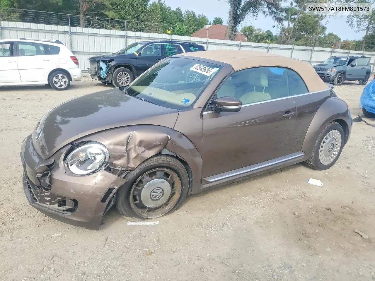 VOLKSWAGEN BEETLE 2015, VIN 3VW517AT8FM801573