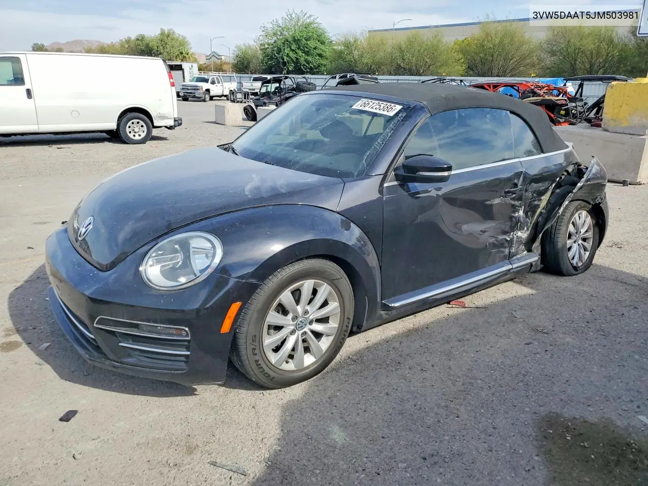 VOLKSWAGEN BEETLE 2018, VIN 3VW5DAAT5JM503981