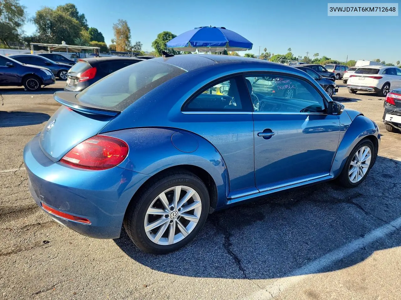 2019 VOLKSWAGEN BEETLE VIN 3VWJD7AT6KM712648 — фото 3
