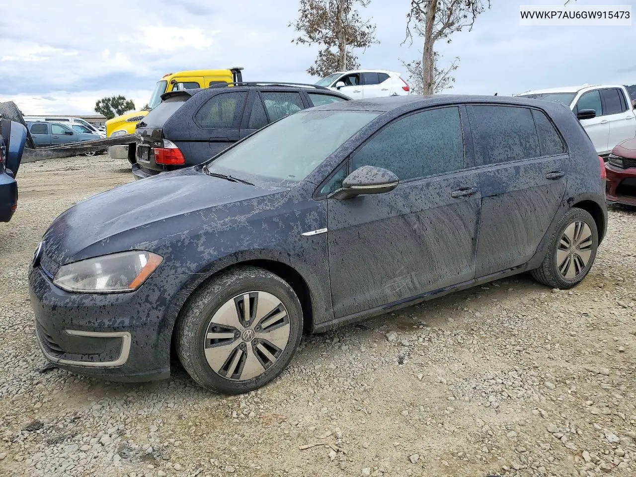 VOLKSWAGEN E GOLF 2016, VIN WVWKP7AU6GW915473