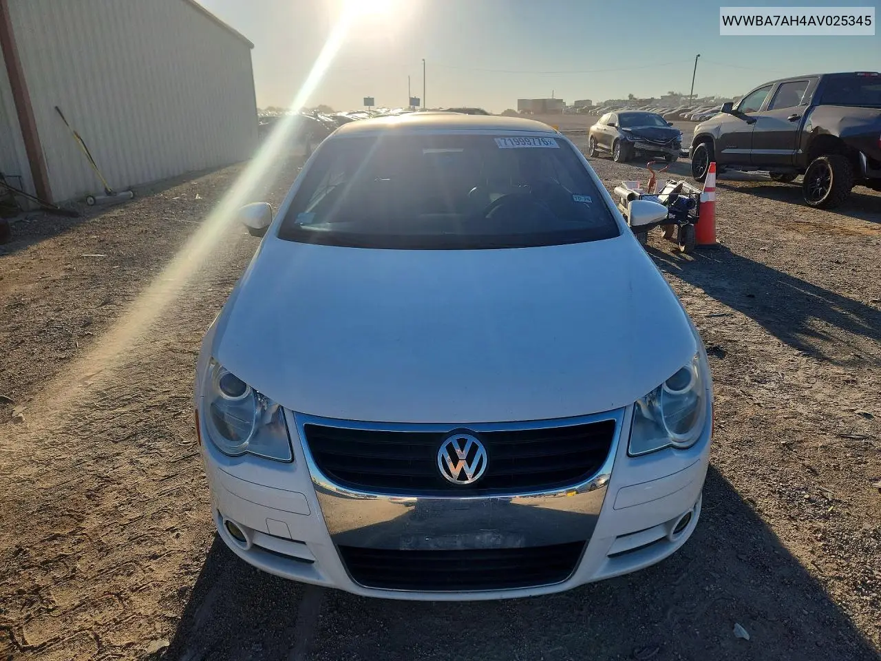 2010 VOLKSWAGEN EOS VIN WVWBA7AH4AV025345 — фото 5