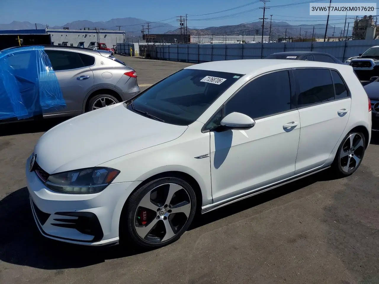 VOLKSWAGEN GOLF GTI 2019, VIN 3VW6T7AU2KM017620