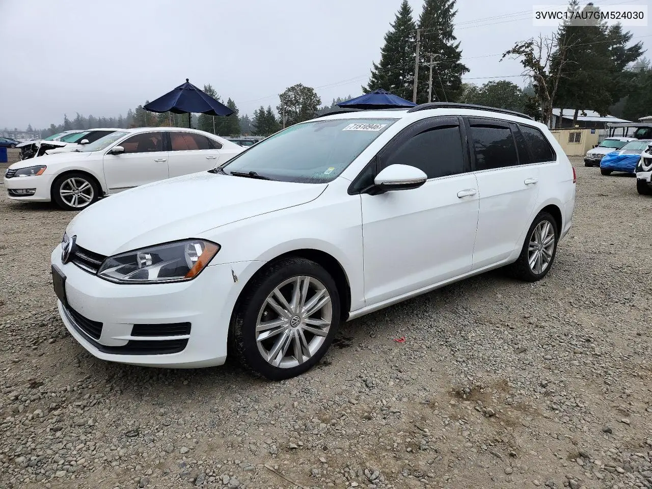 VOLKSWAGEN GOLF SPORTSVAN 2016, VIN 3VWC17AU7GM524030