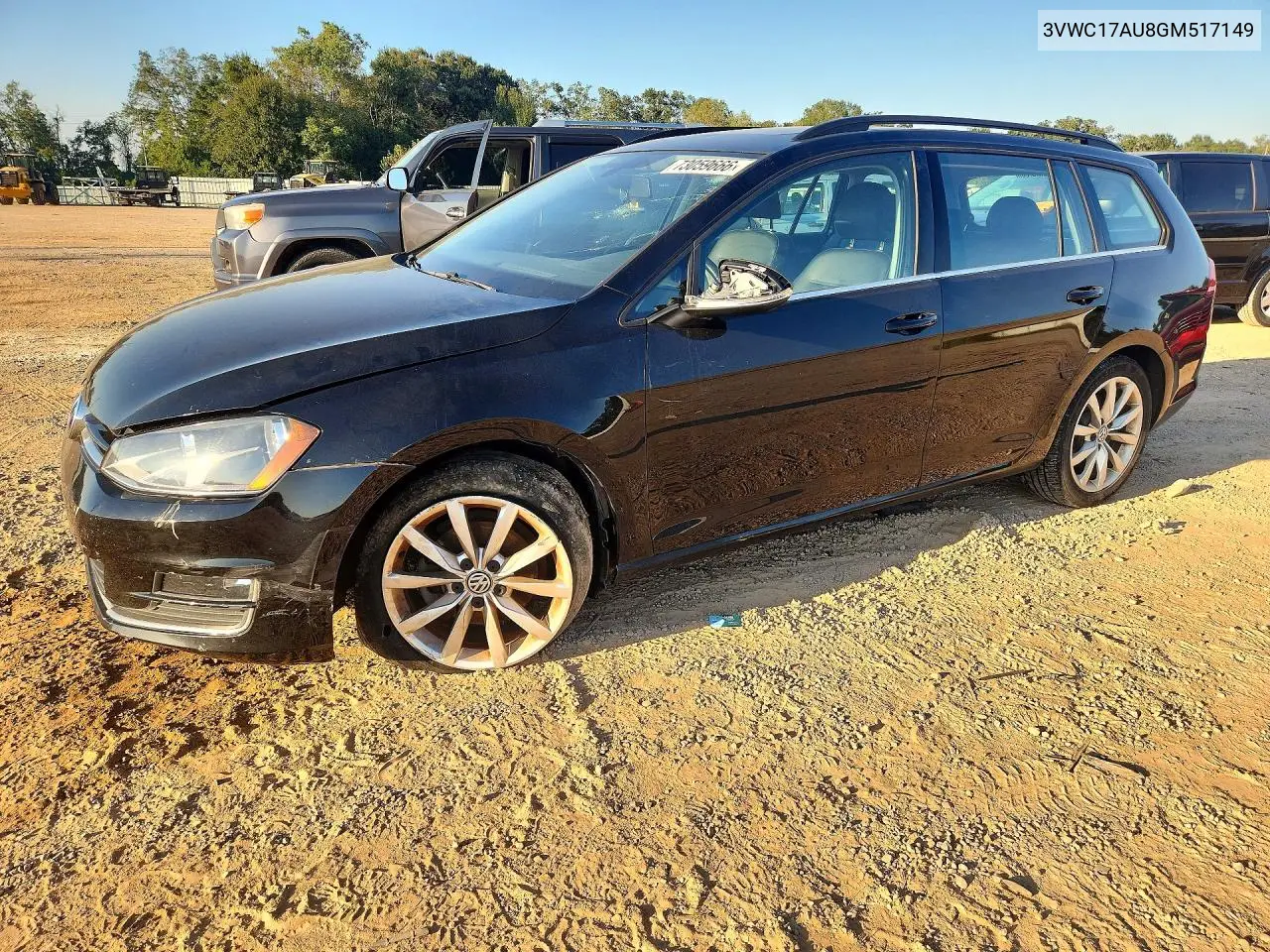 VOLKSWAGEN GOLF SPORTSVAN 2016, VIN 3VWC17AU8GM517149