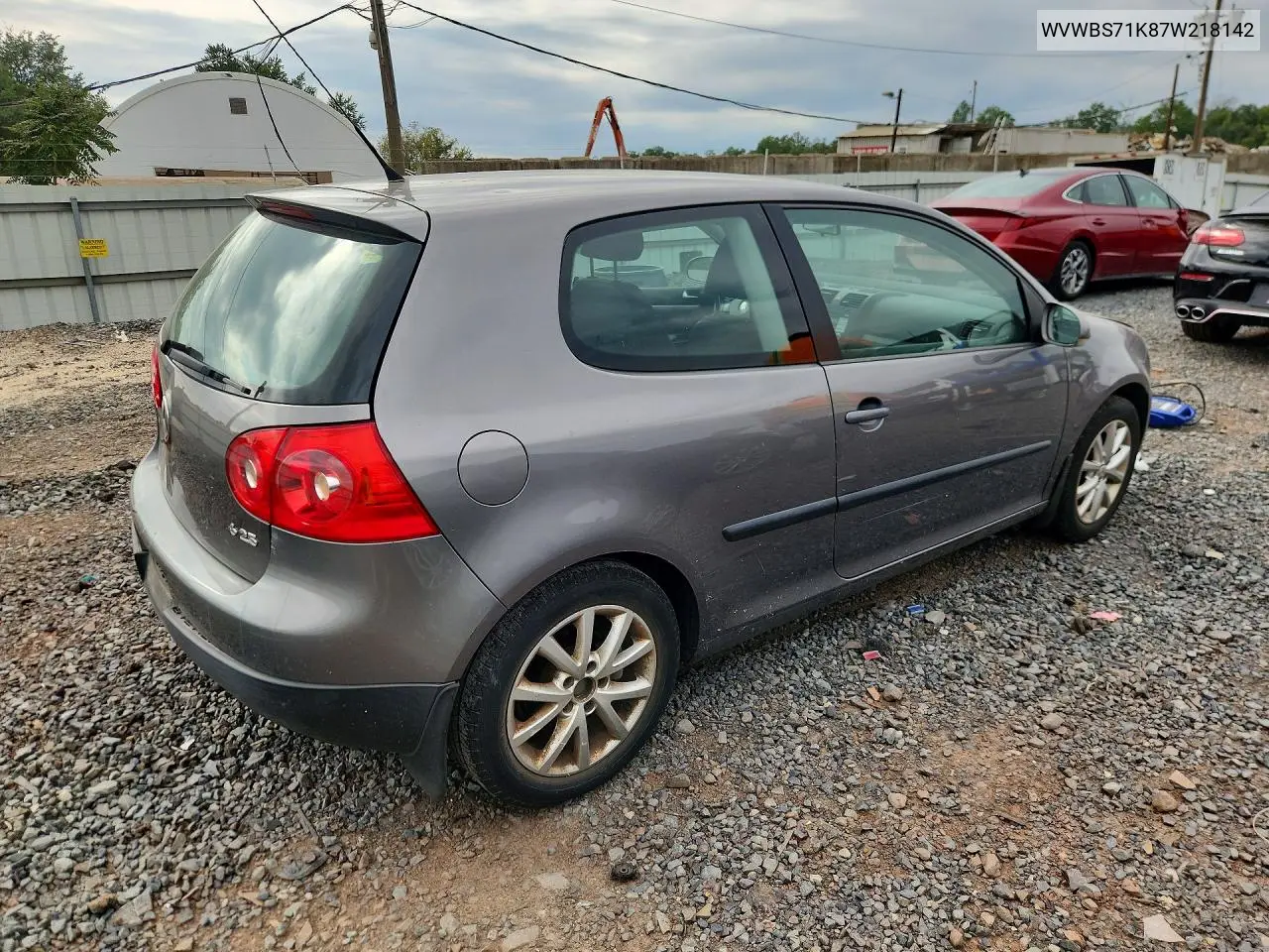 2007 VOLKSWAGEN GOLF VIN WVWBS71K87W218142 — фото 3