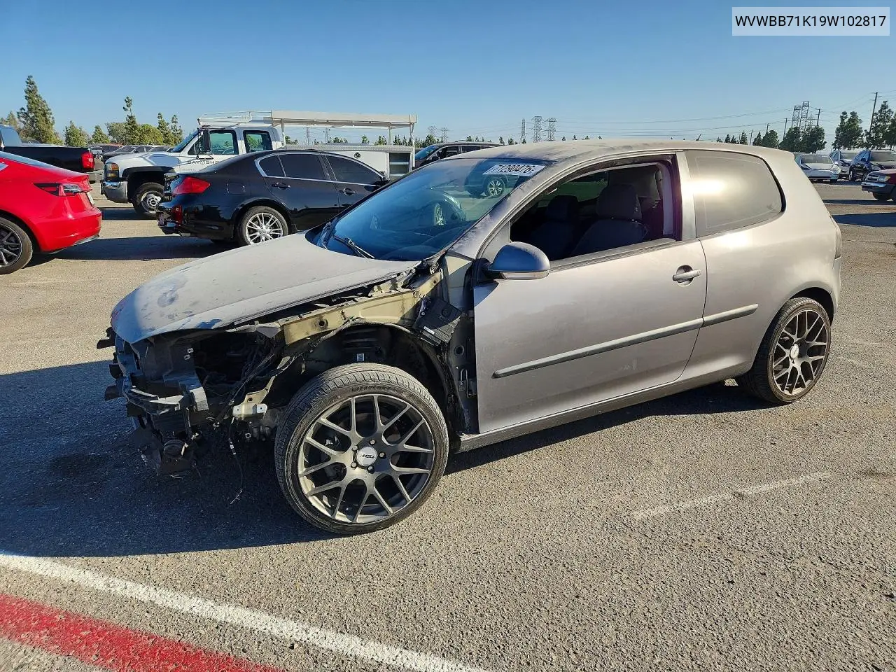 VOLKSWAGEN GOLF 2009, VIN WVWBB71K19W102817