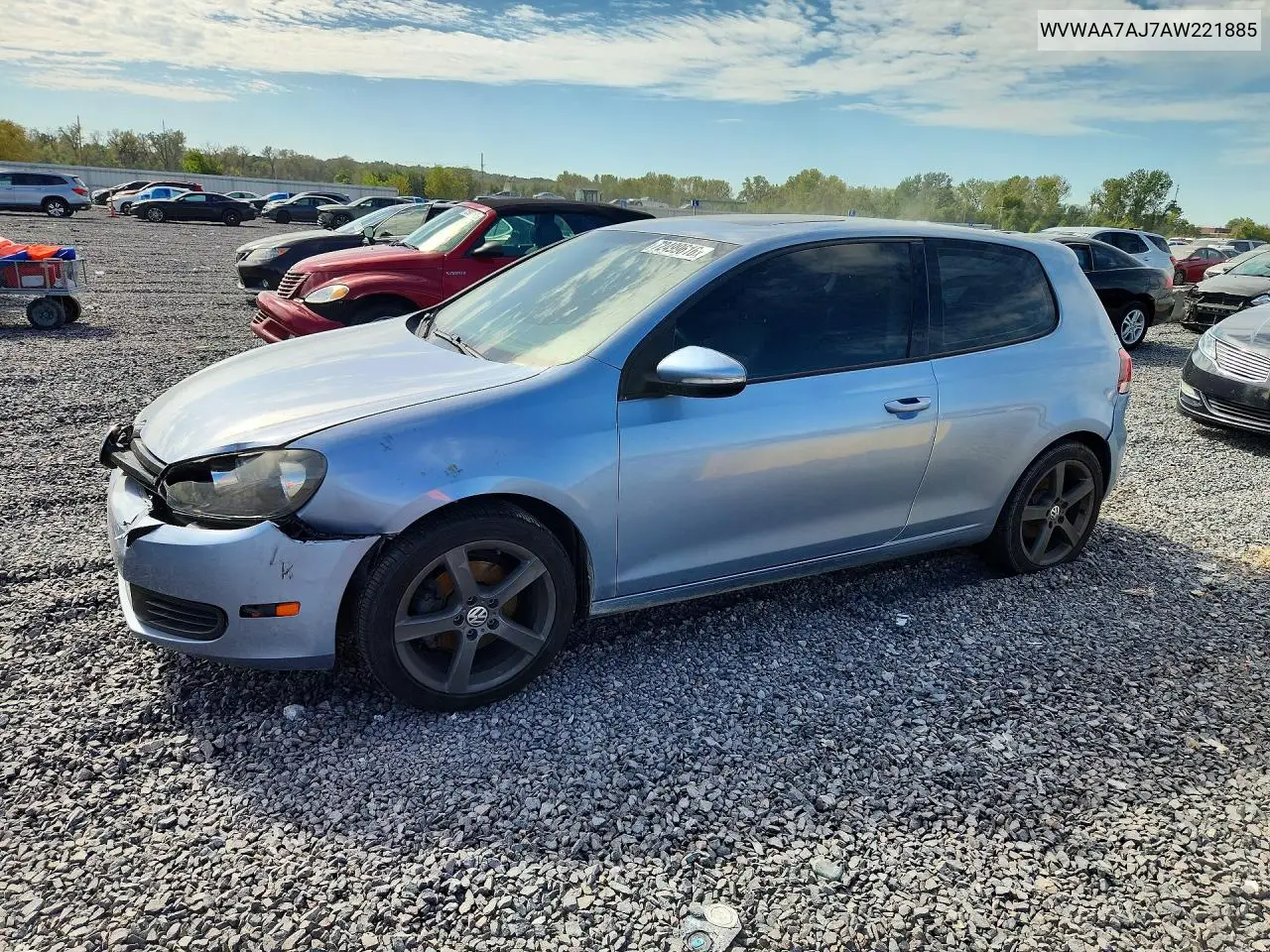 VOLKSWAGEN GOLF 2010, VIN WVWAA7AJ7AW221885