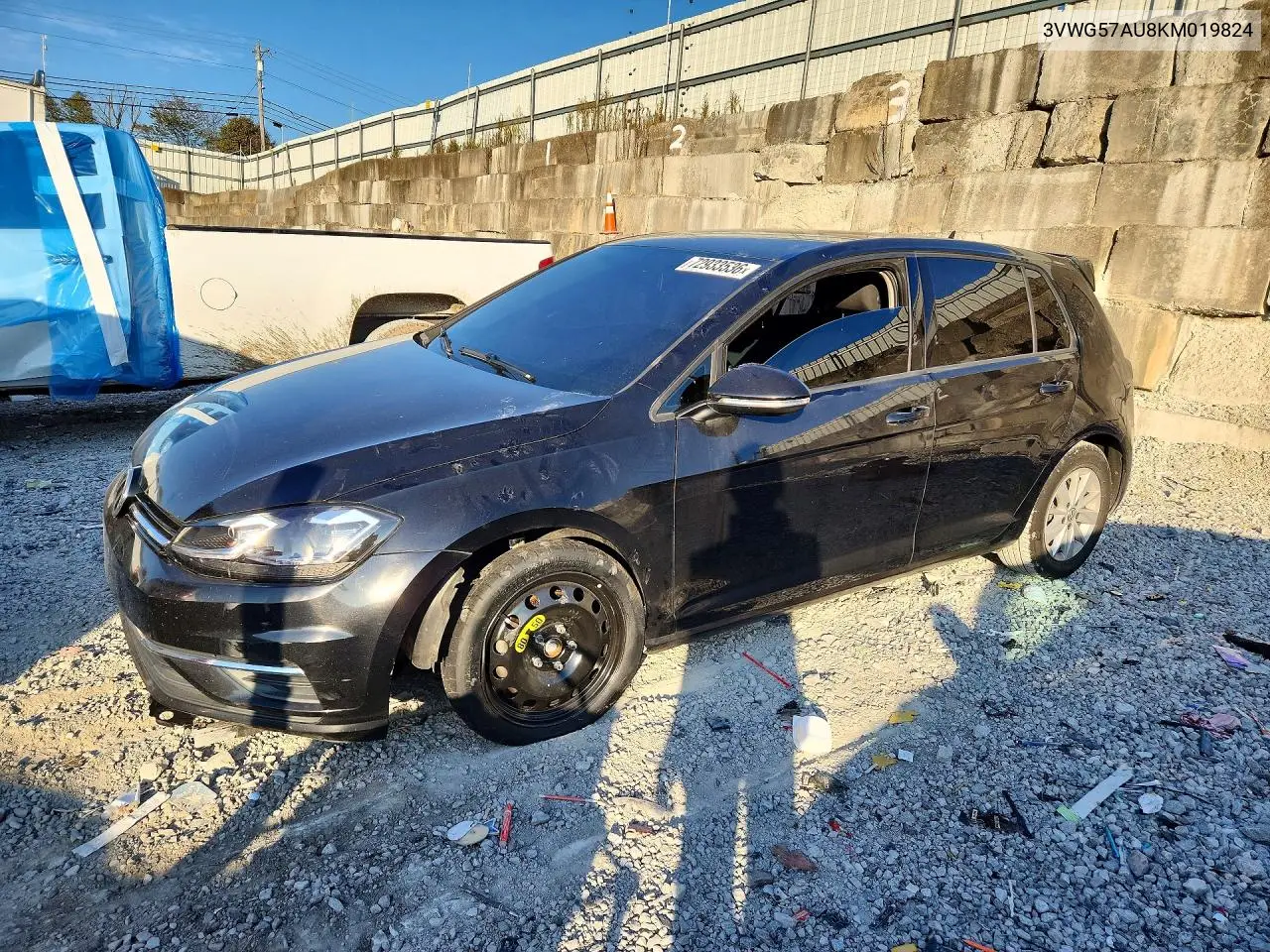 VOLKSWAGEN GOLF 2019, VIN 3VWG57AU8KM019824