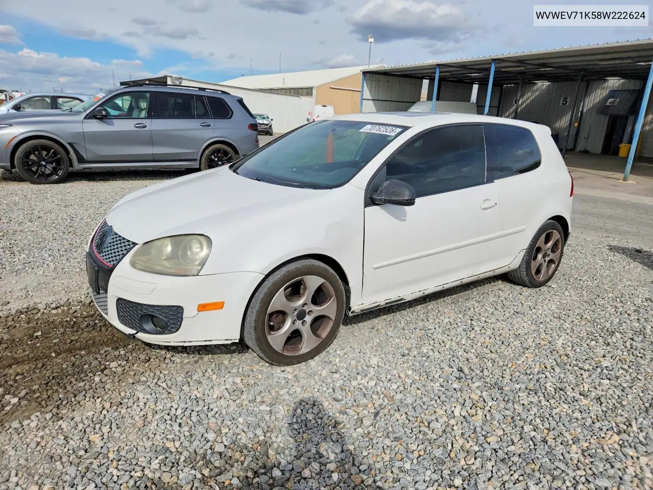 VOLKSWAGEN GTI 2008, VIN WVWEV71K58W222624