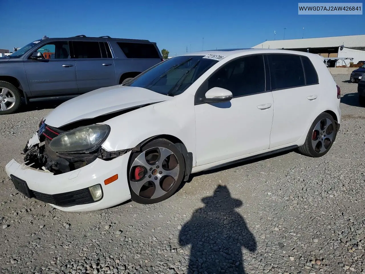 VOLKSWAGEN GTI 2010, VIN WVWGD7AJ2AW426841
