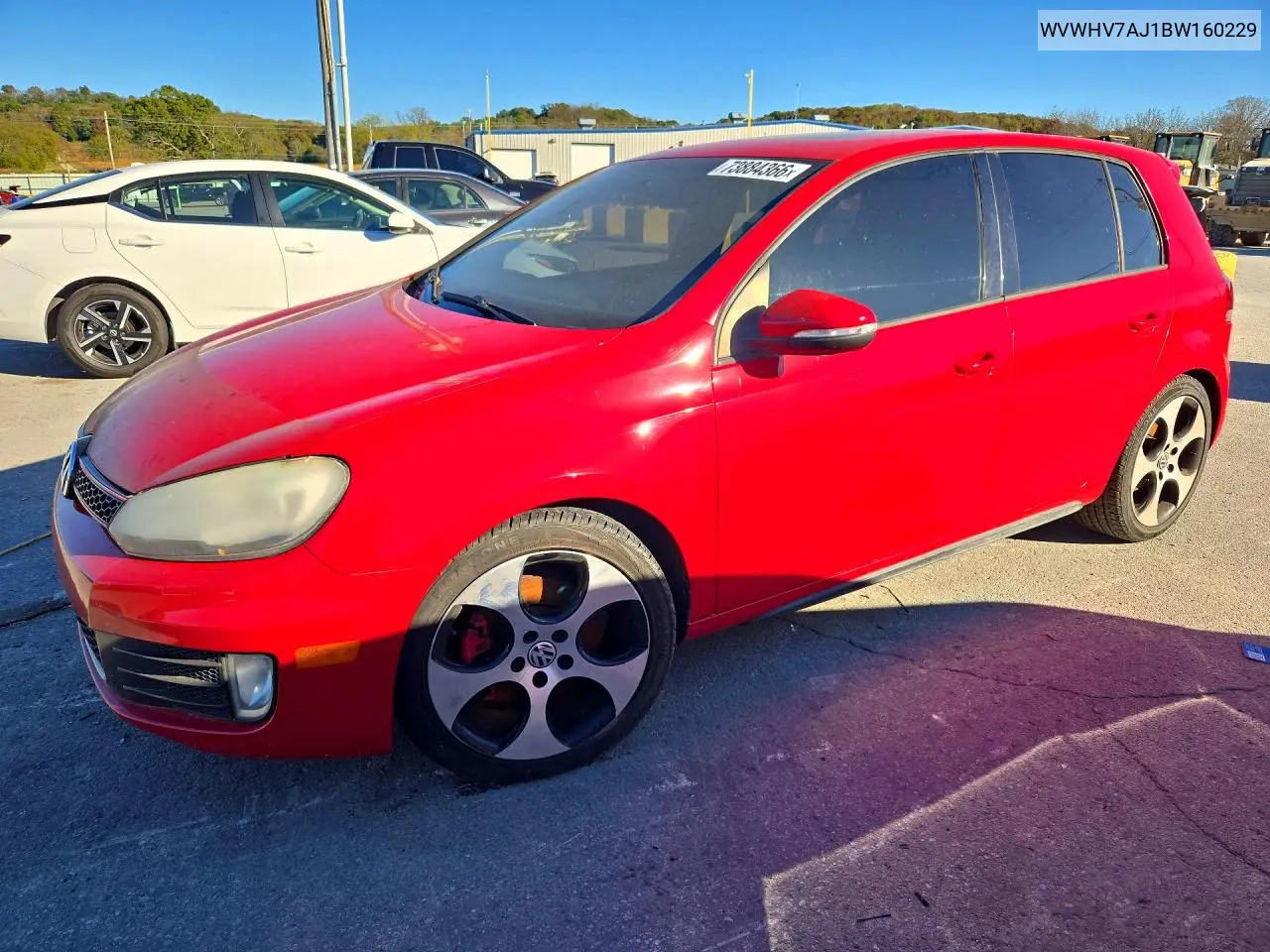 VOLKSWAGEN GTI 2011, VIN WVWHV7AJ1BW160229