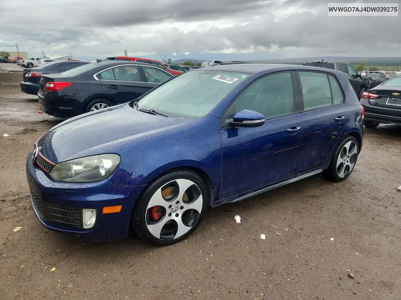 VOLKSWAGEN GTI 2013, VIN WVWGD7AJ4DW039275