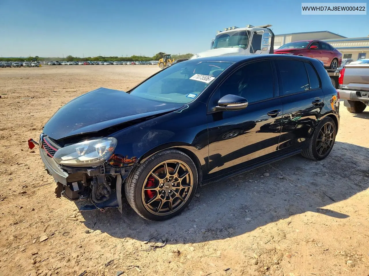 VOLKSWAGEN GTI 2014, VIN WVWHD7AJ8EW000422