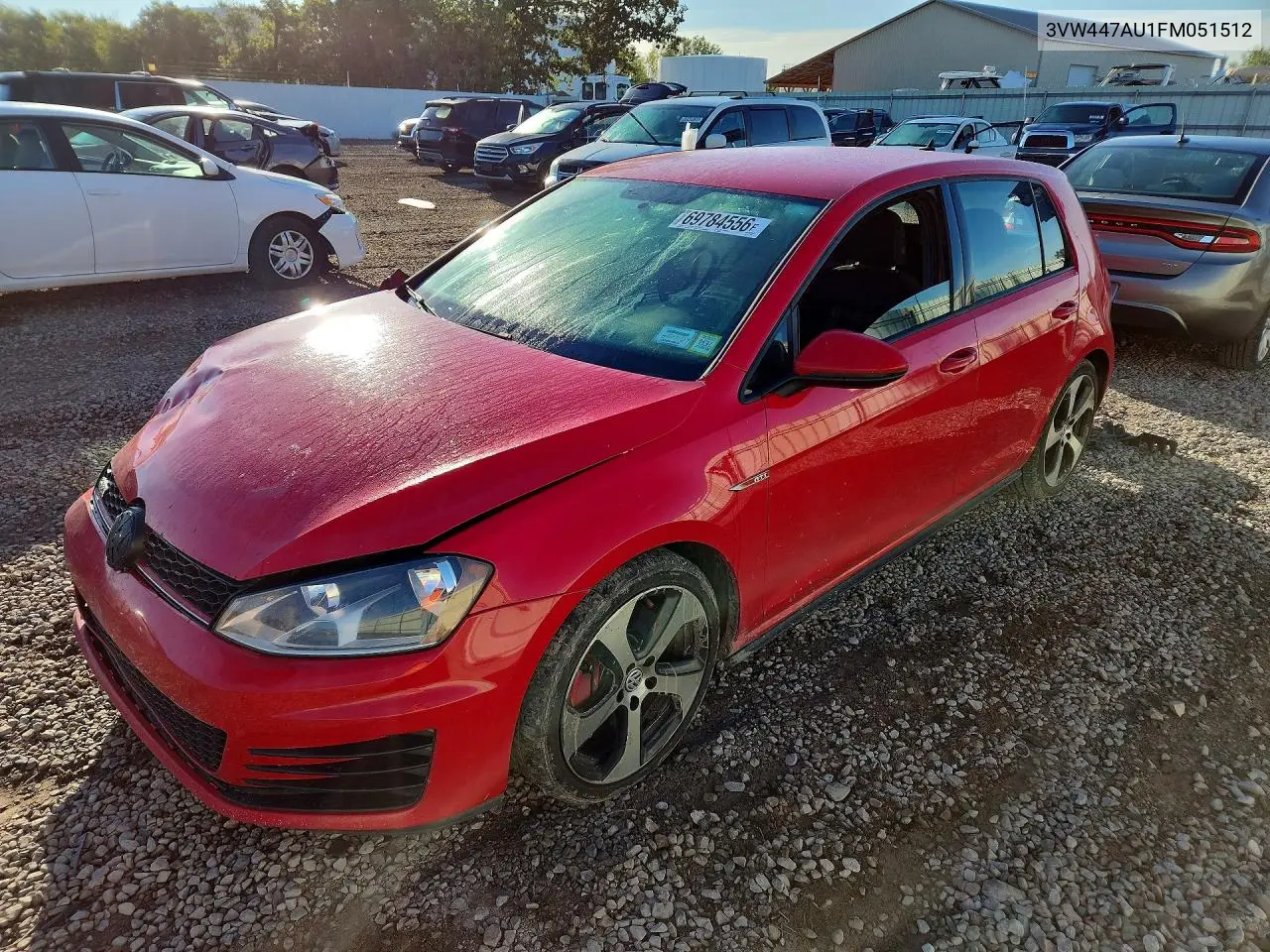 VOLKSWAGEN GTI 2015, VIN 3VW447AU1FM051512