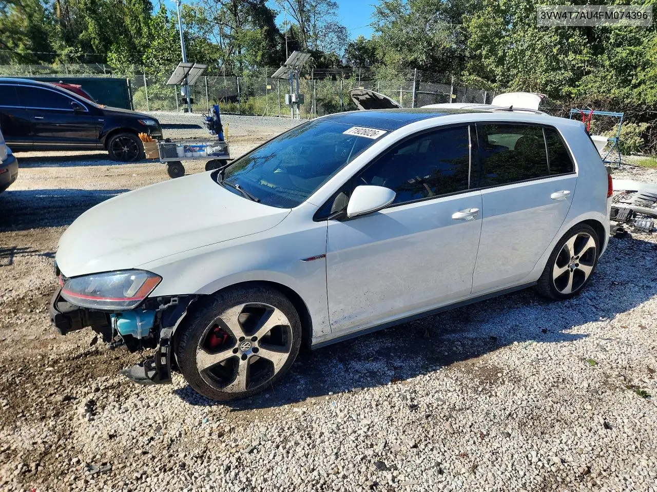 VOLKSWAGEN GTI 2015, VIN 3VW4T7AU4FM074396