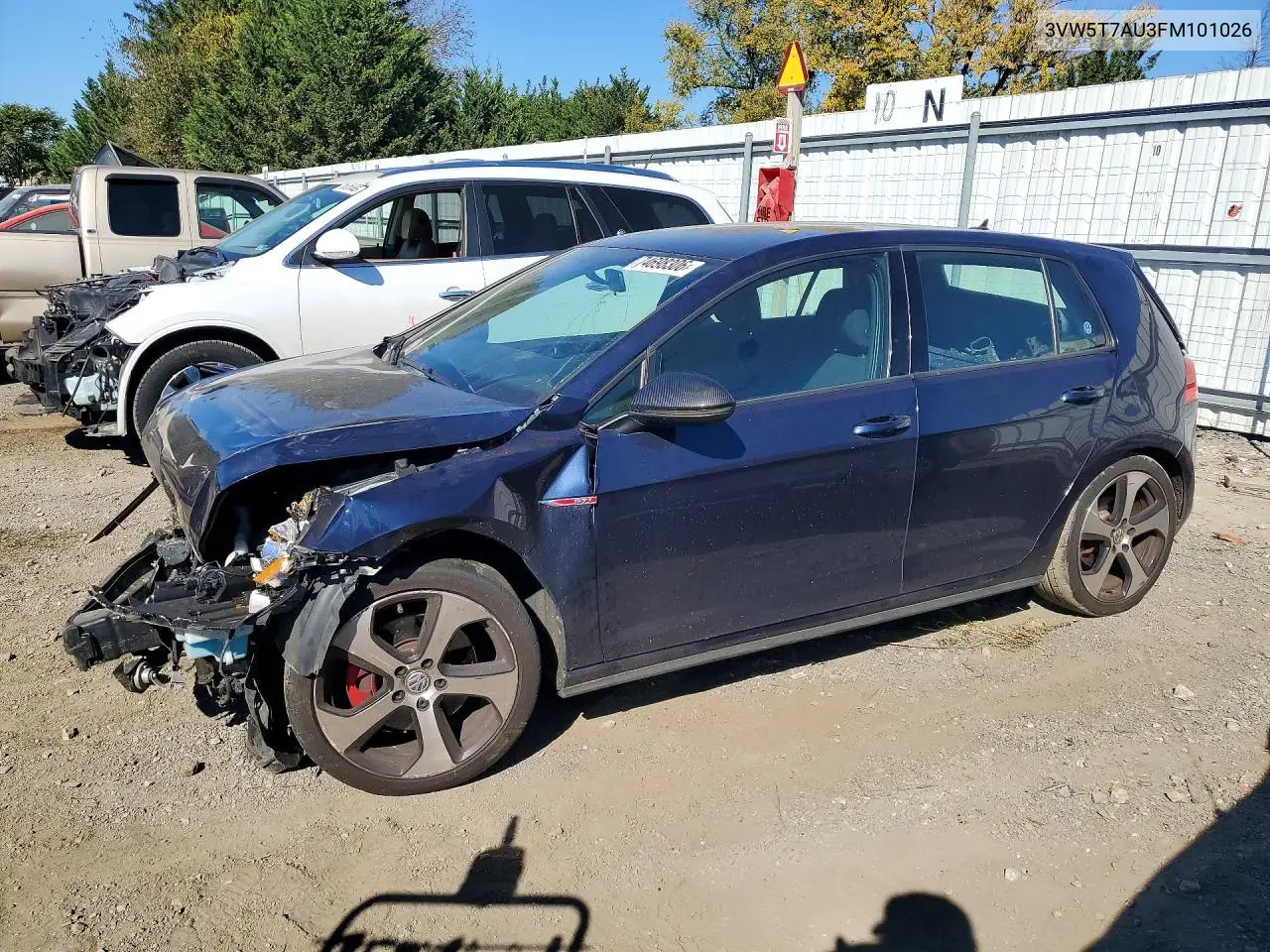 VOLKSWAGEN GTI 2015, VIN 3VW5T7AU3FM101026