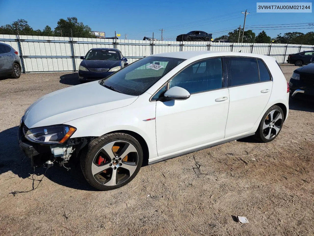 VOLKSWAGEN GTI 2016, VIN 3VW4T7AU0GM021244