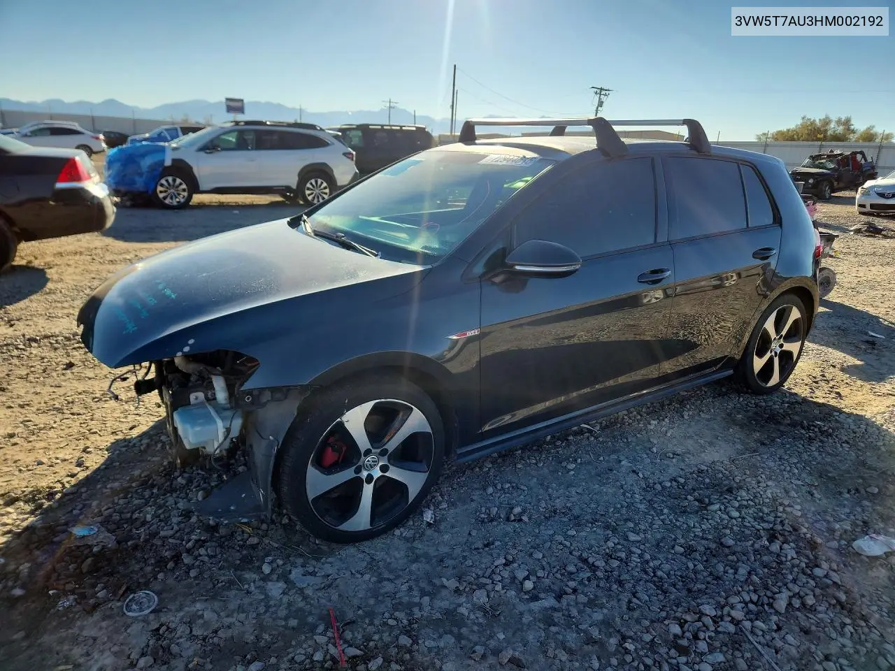 VOLKSWAGEN GTI 2017, VIN 3VW5T7AU3HM002192