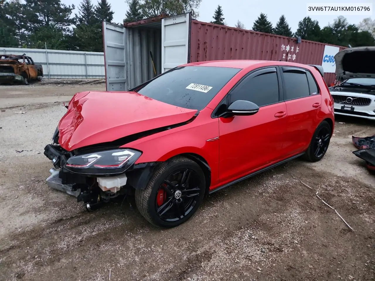 VOLKSWAGEN GTI 2019, VIN 3VW6T7AU1KM016796