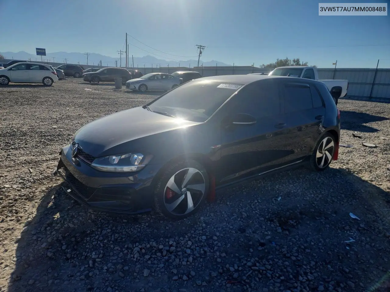 VOLKSWAGEN GTI 2021, VIN 3VW5T7AU7MM008488