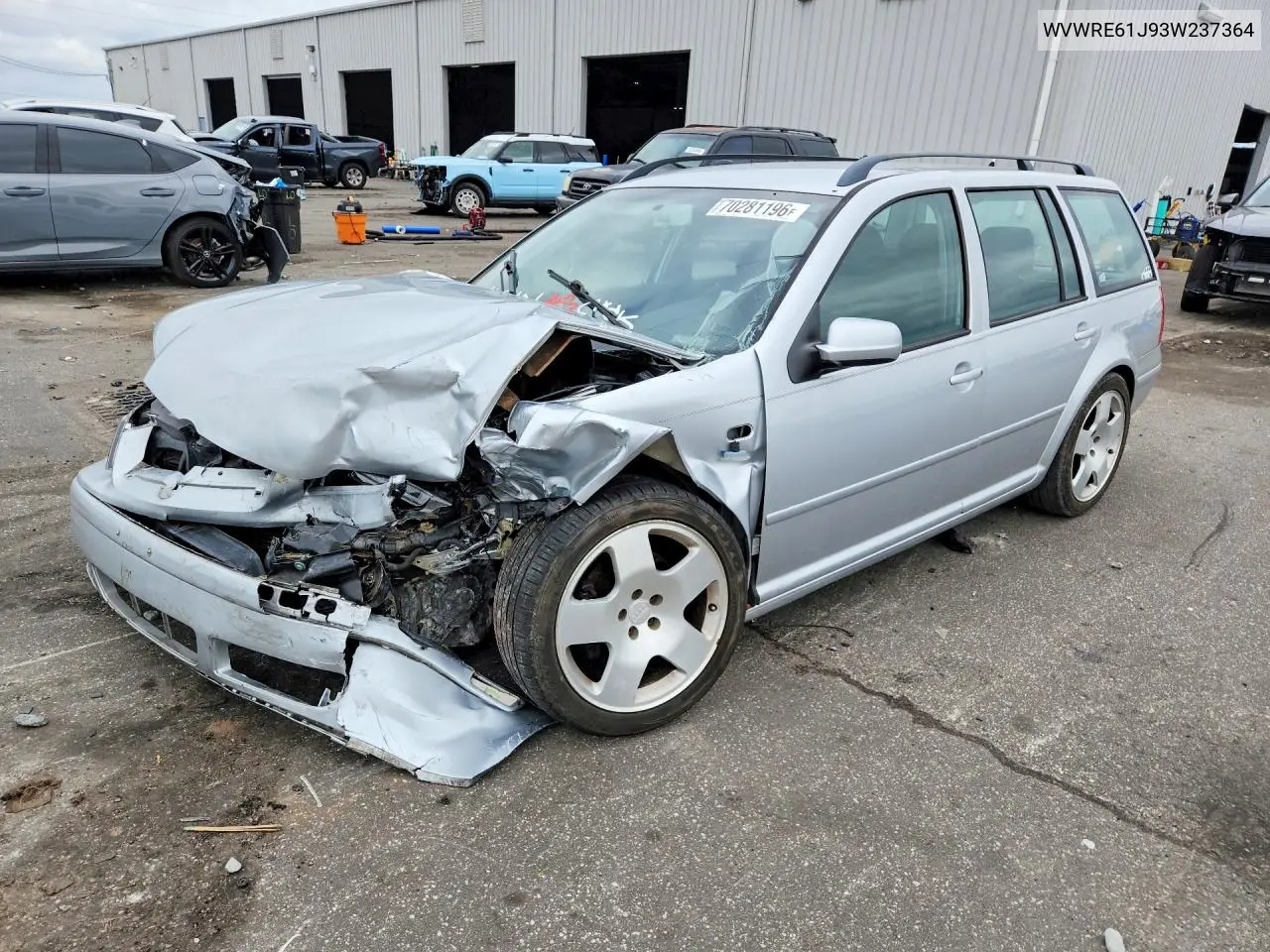 VOLKSWAGEN JETTA 2003, VIN WVWRE61J93W237364