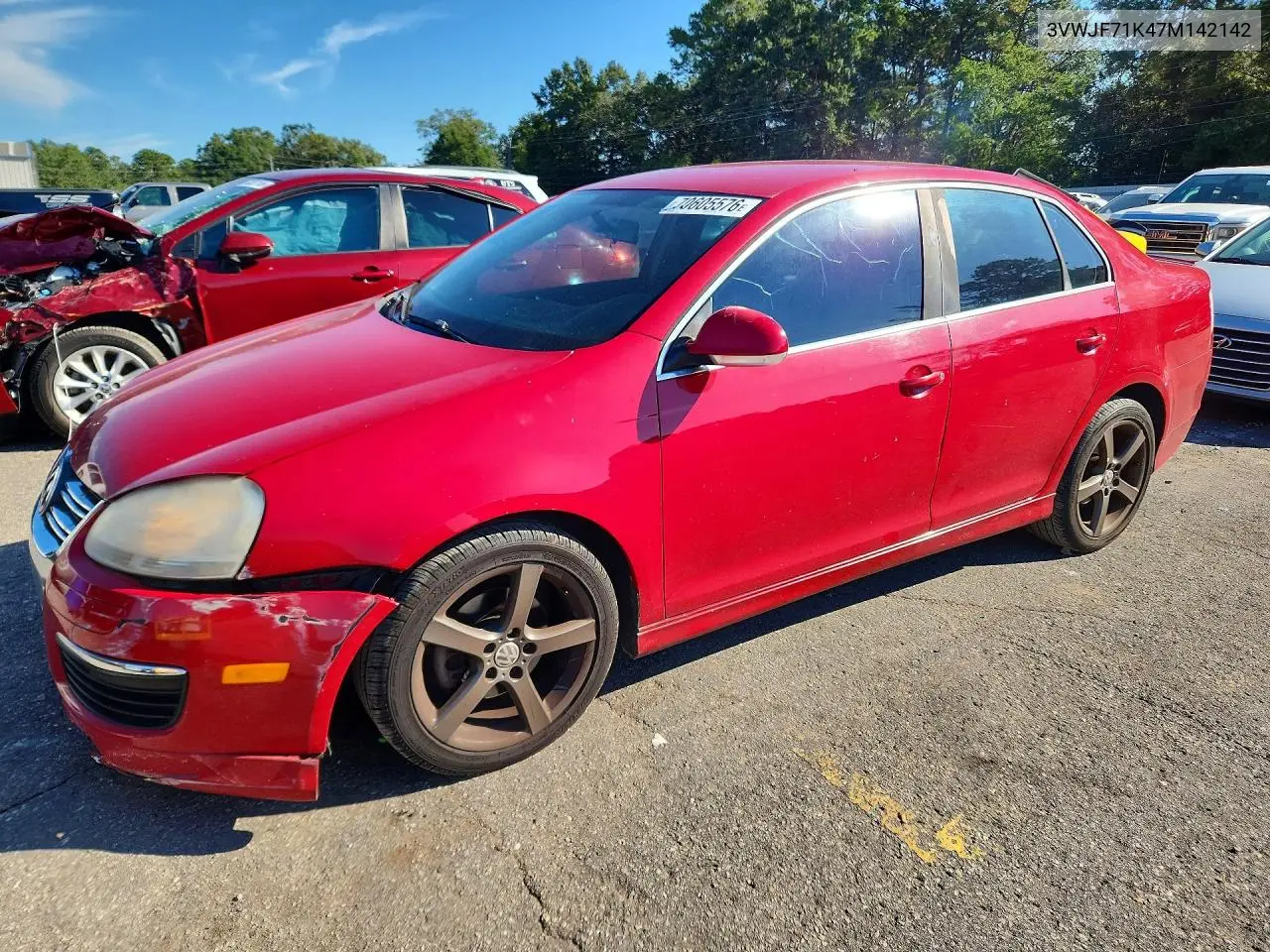 VOLKSWAGEN JETTA 2007, VIN 3VWJF71K47M142142